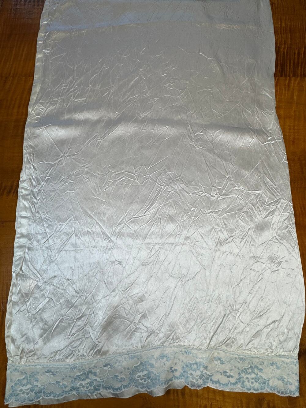 Vintage Handmade Satin KING Pillowcase Dainty Lace Border 36"x20"